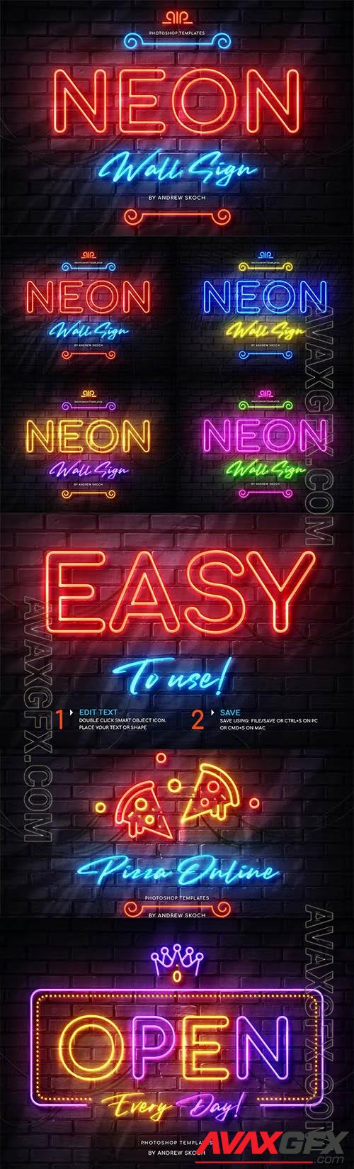 Neon Wall Sign Creator PSD