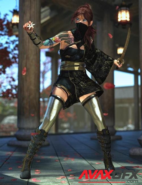 dForce Oni Shadow Outfit for Genesis 8 and 8.1 Females