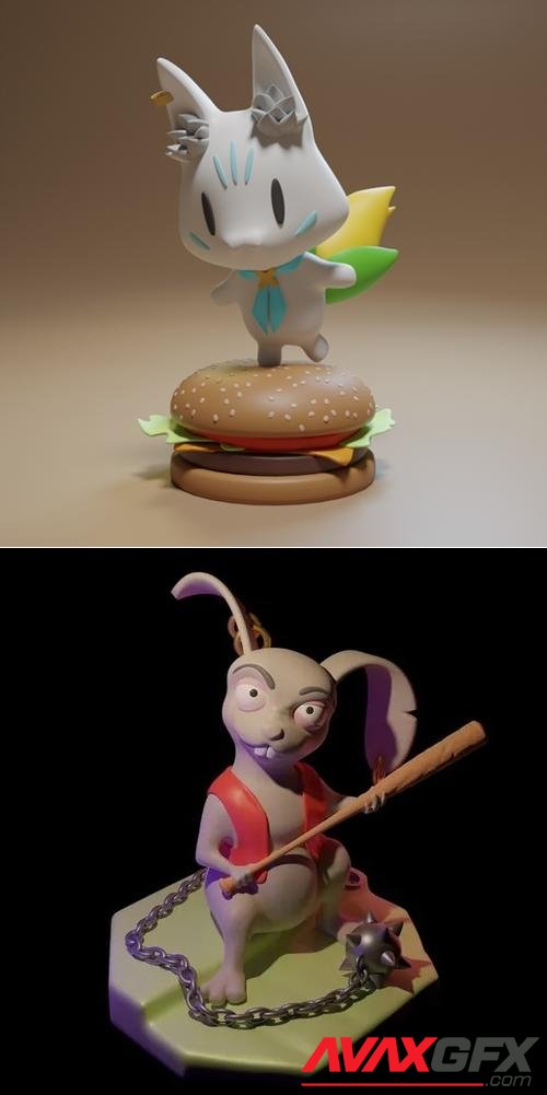 Fubuki Japanese Mascot and Apocalypse Rabit – 3D Print