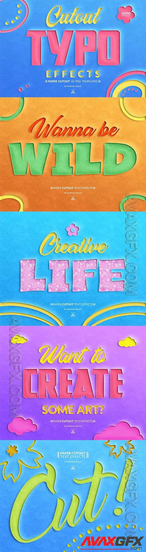 Paper Cut Out - 10 Templates PSD