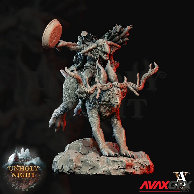 Goblin Jackalope Rider 4 - 3D Print Model