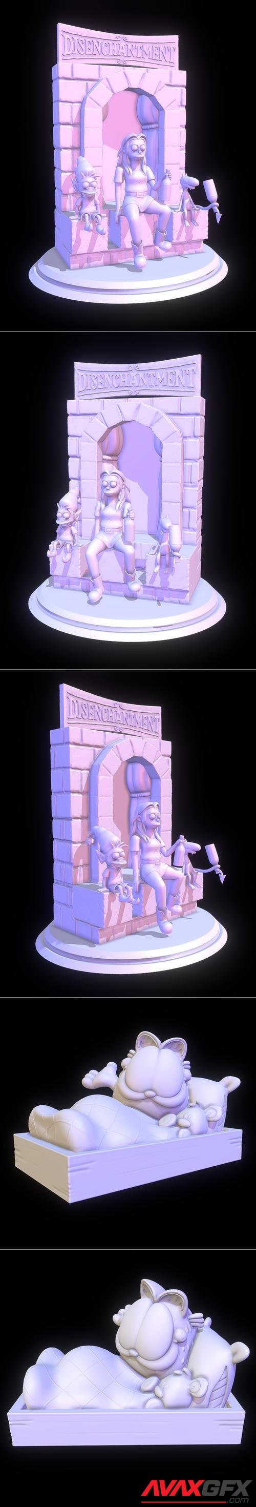 Disenchantment Diorama and Garfield in Bed – 3D Print