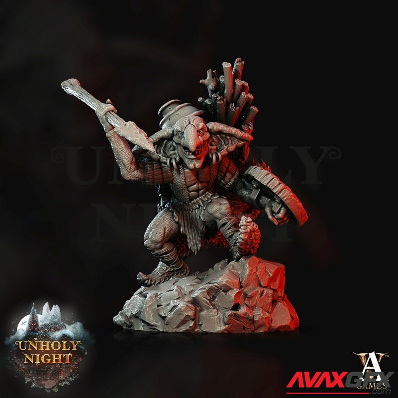 Goblin With Spear - 3D Print Model