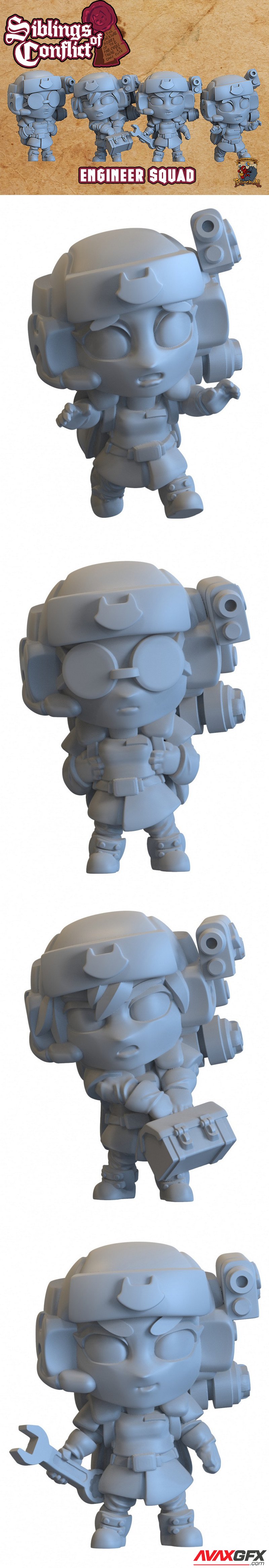 Capsule Chibi - Siblings of Conflict - Engineer Squad - 3D Print Model