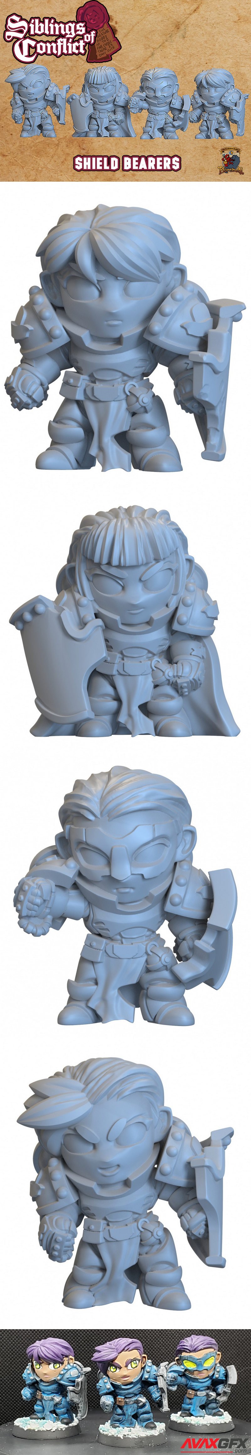 Capsule Chibi - Siblings of Conflict - Shield Bearers - 3D Print Model