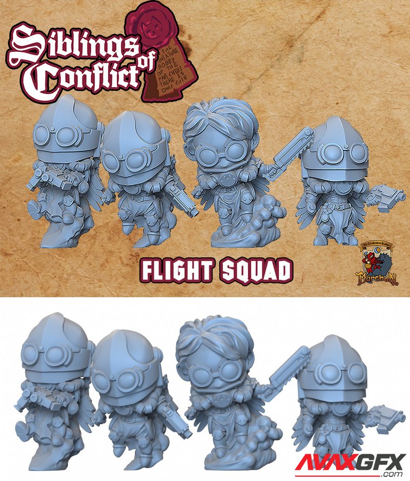 Capsule Chibi - Siblings of Conflict - Flight Squad - 3D Print Model