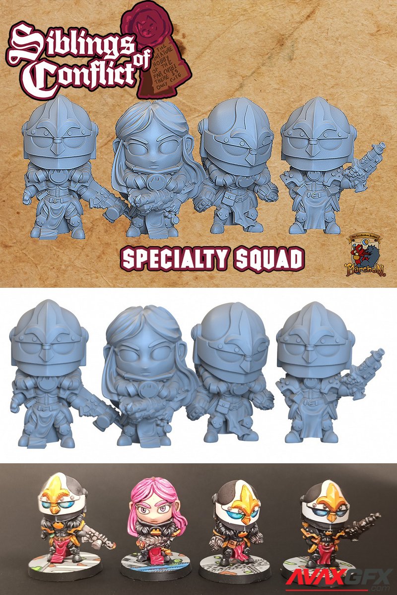 Capsule Chibi - Siblings of Conflict - Specialty Squad - 3D Print Model