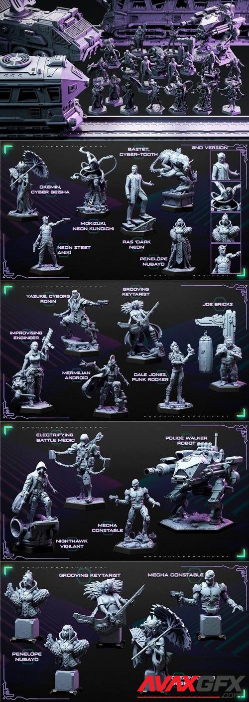 Loot Studios Sci-fi Miniatuers - Neon Warriors September 2022 – 3D Print