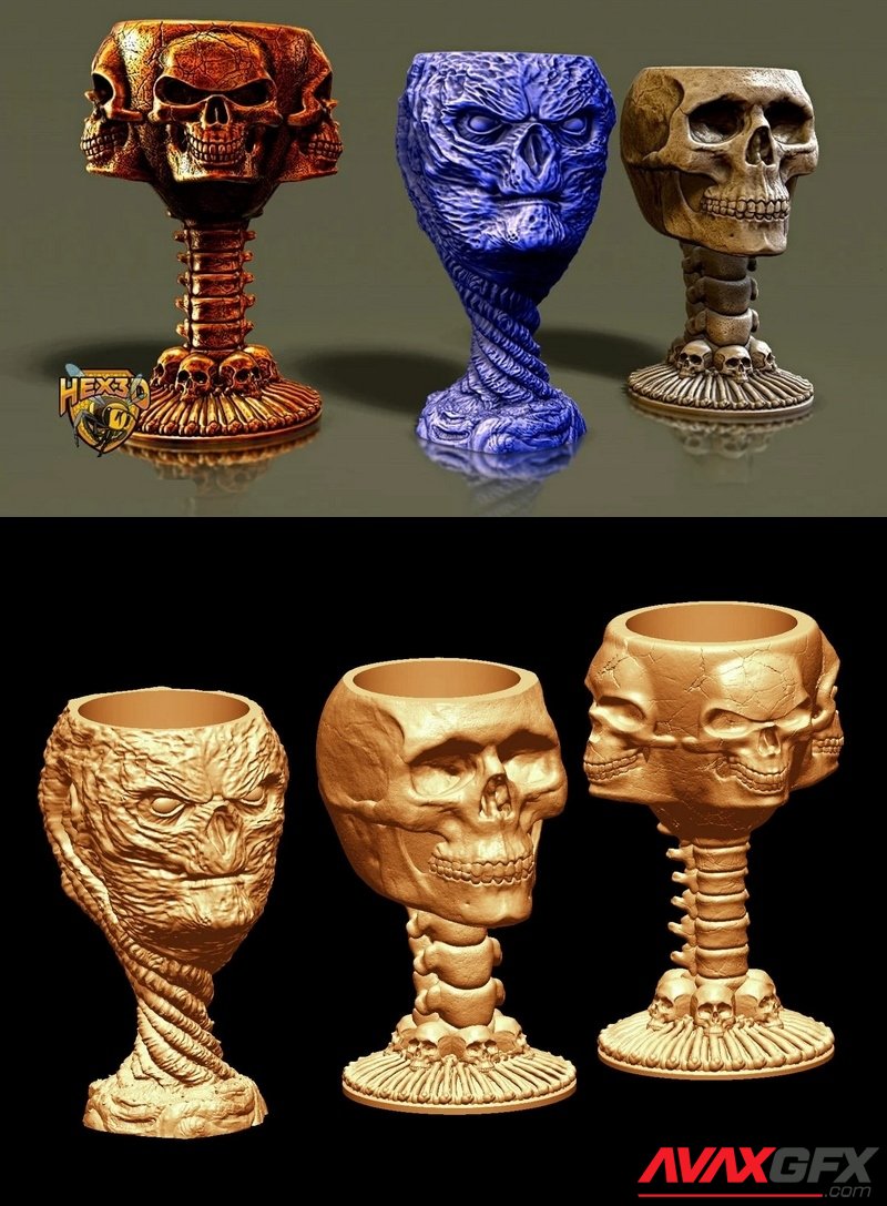 Skull Head Chalice Pack - 3D Print Model