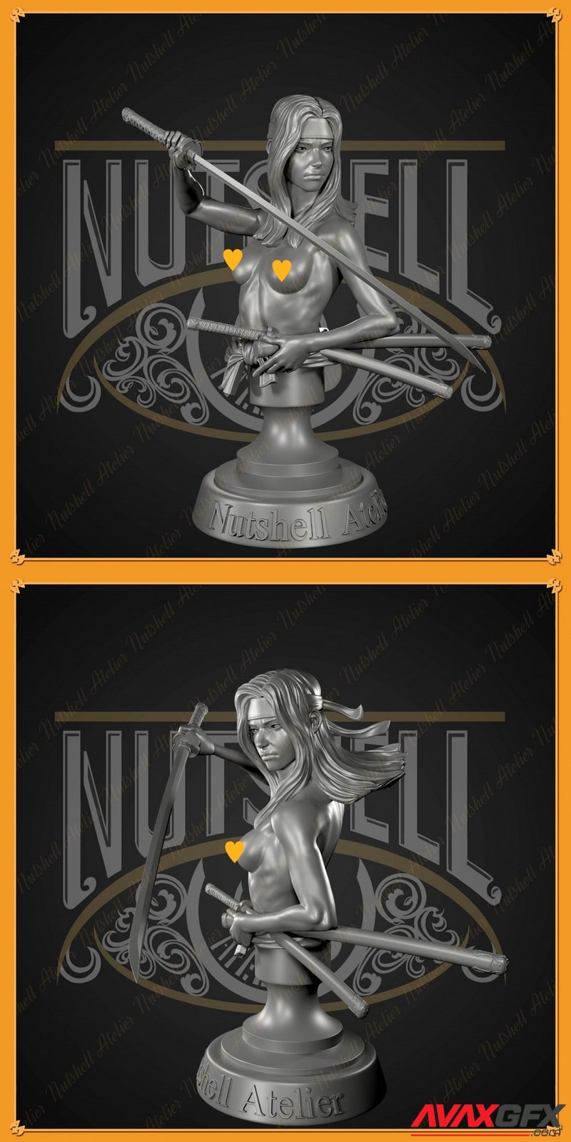 Nutshell Atelier - Nude Ronin Bust - 3D Print Model