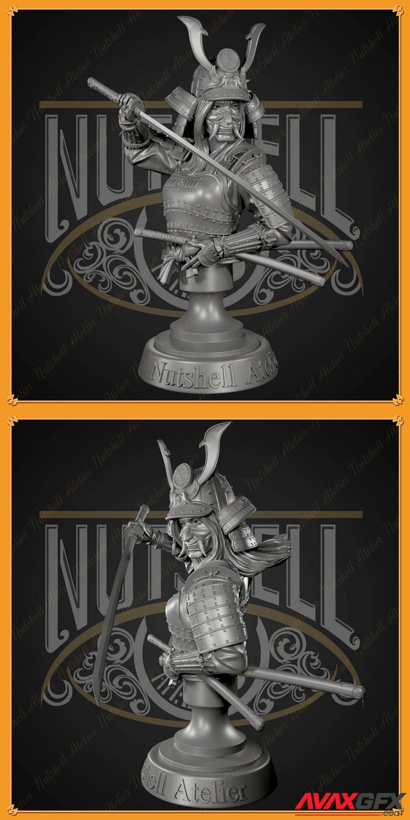 Nutshell Atelier - Samurai Bust - 3D Print Model