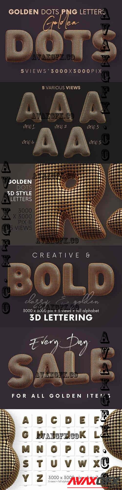 Golden Dots - 3D Lettering - 5372195