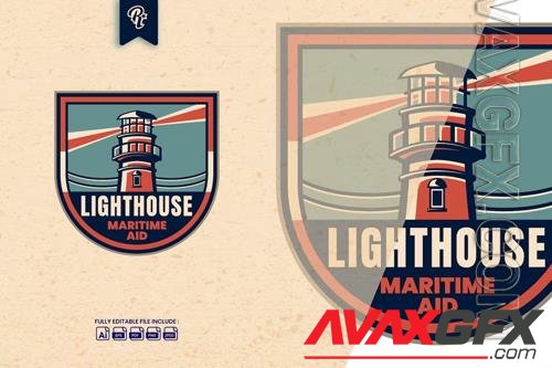 Vintage Lighthouse Badge Logo PNG