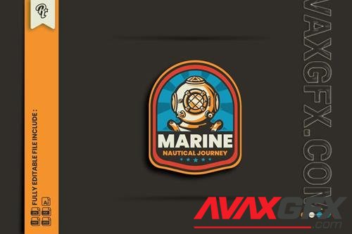 Retro Marine Nautical Badge Logo PNG