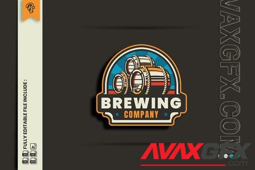 Retro Brewing Badge Logo PNG