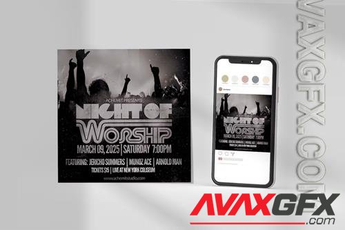 Night Of Worship Church Flyer PSD