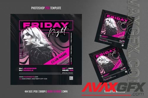 Friday Night Party Flyer PSD