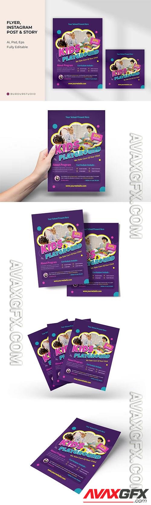 Kids Play Course Flyer & Instagram Post PSD