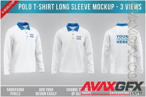 Polo T-Shirt Long Sleeve Mockup 