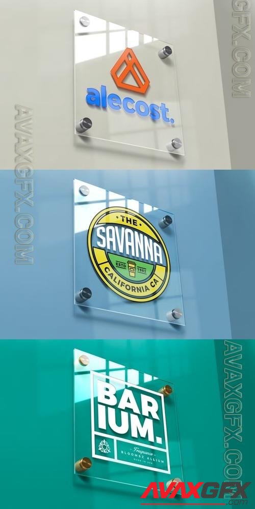 Square Acrylic Wall Sign Logo Mockup 