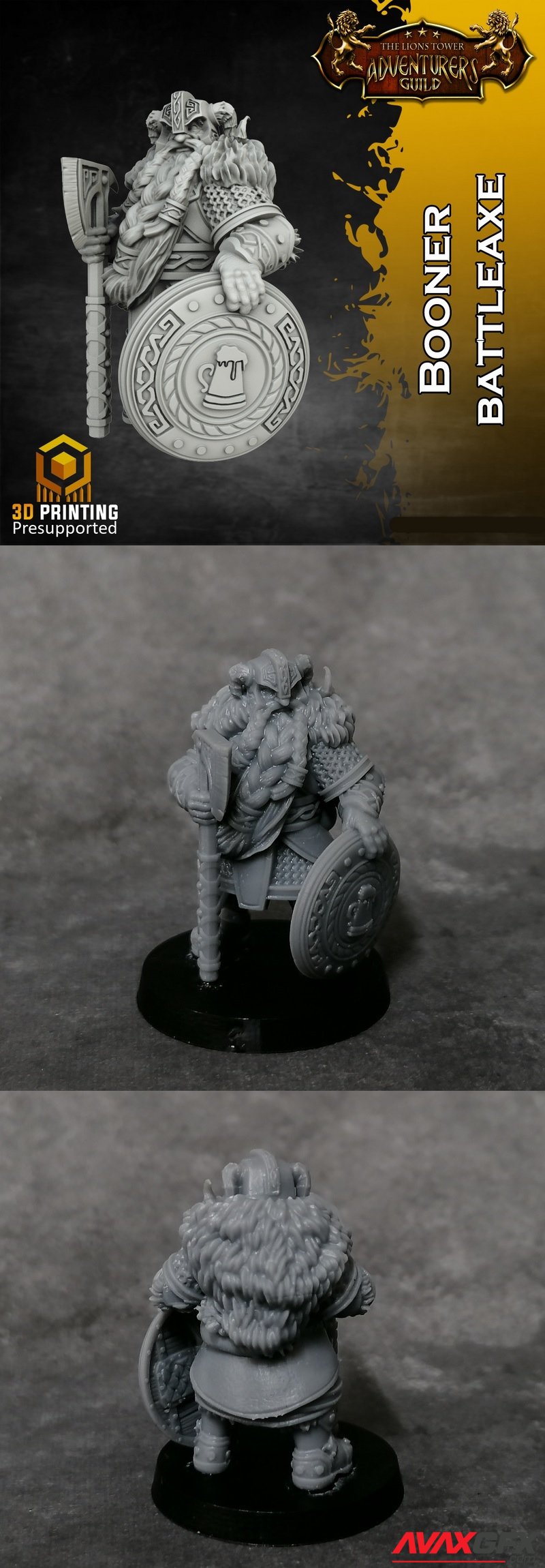 Heroes of the Dale - Booner Battleaxe the Dwarf Fighter - 3D Print Model