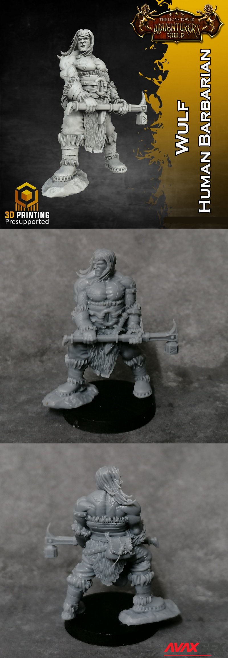 Heroes of the Dale - Wulf the Human Barbarian - 3D Print Model