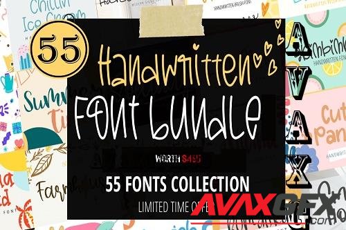 Handwritten Font Bundle - 55 Premium Fonts