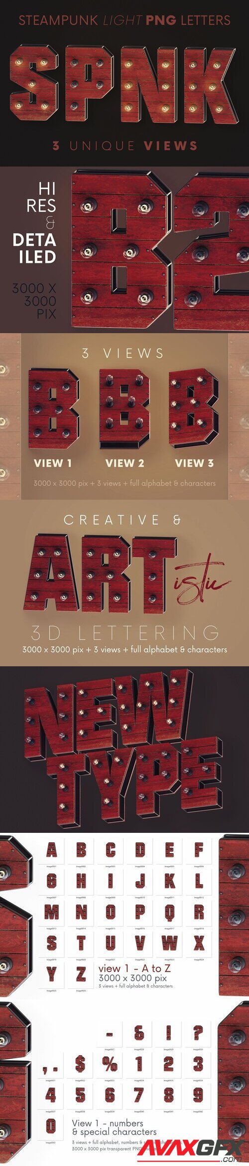 Creativemarket - Steampunk Light - 3D Lettering 6221185 