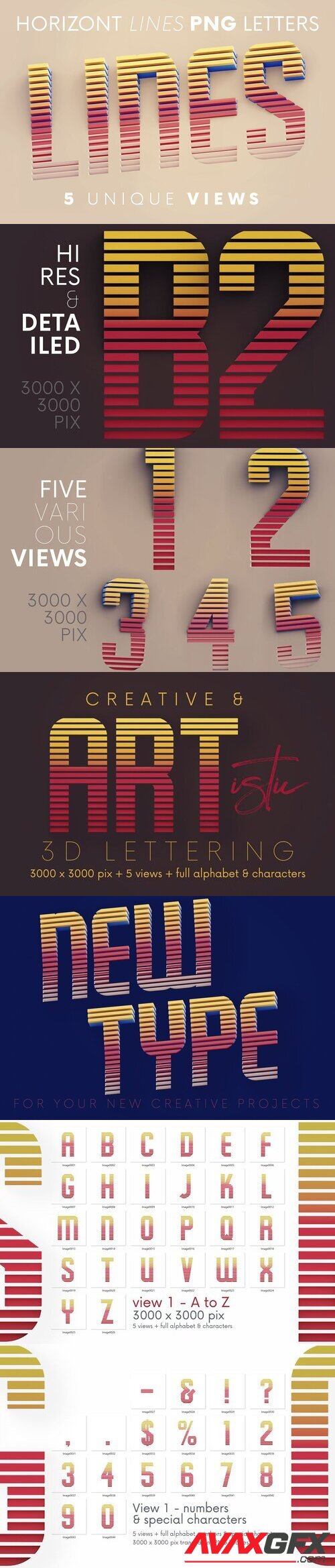 Creativemarket - Horizontal Lines - 3D Lettering 6096945