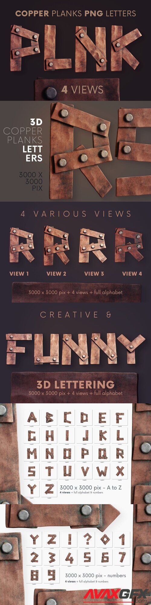 Creativemarket - Copper Planks - 3D Lettering 6221312