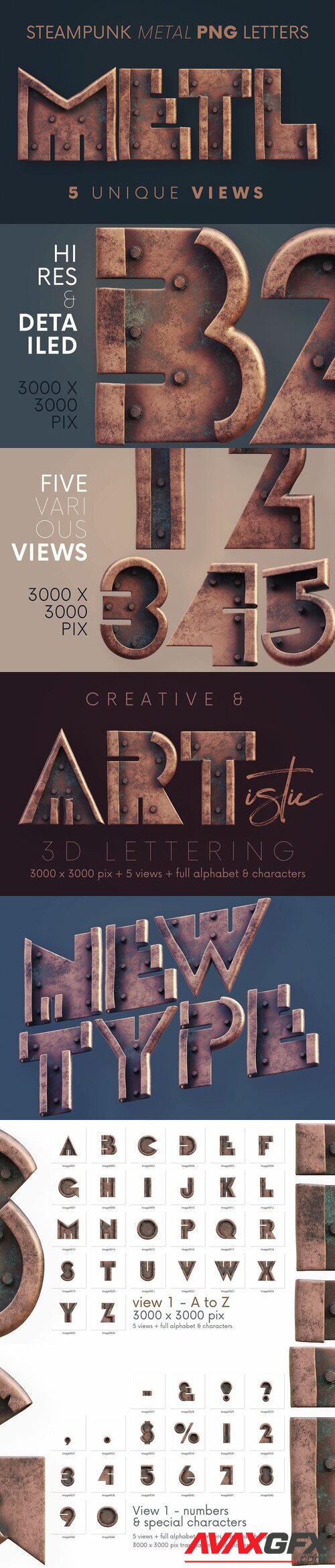 Creativemarket - Steampunk Metal - 3D Lettering 6221382