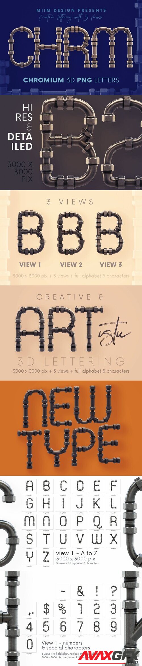 Creativemarket - Chromium Pipes - 3D Lettering 6220484