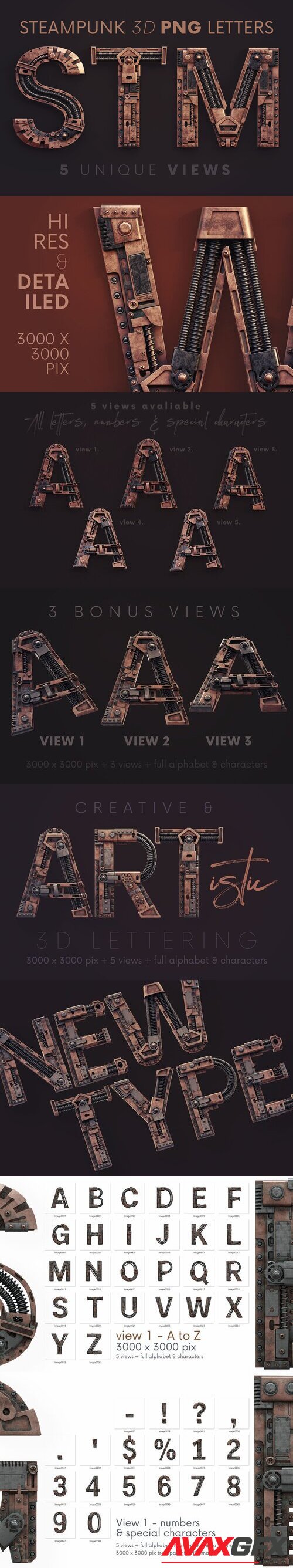 Creativemarket - Steampunk - 3D Lettering 6302596