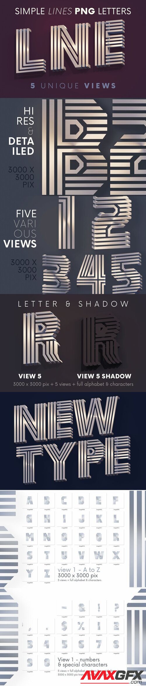 Creativemarket - Simple Lines - 3D Lettering 6097005