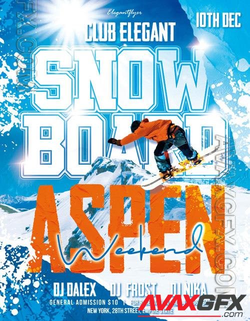 Snow board beautiful flyer psd