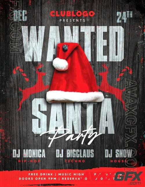 Wanted Santa beautiful flyer psd