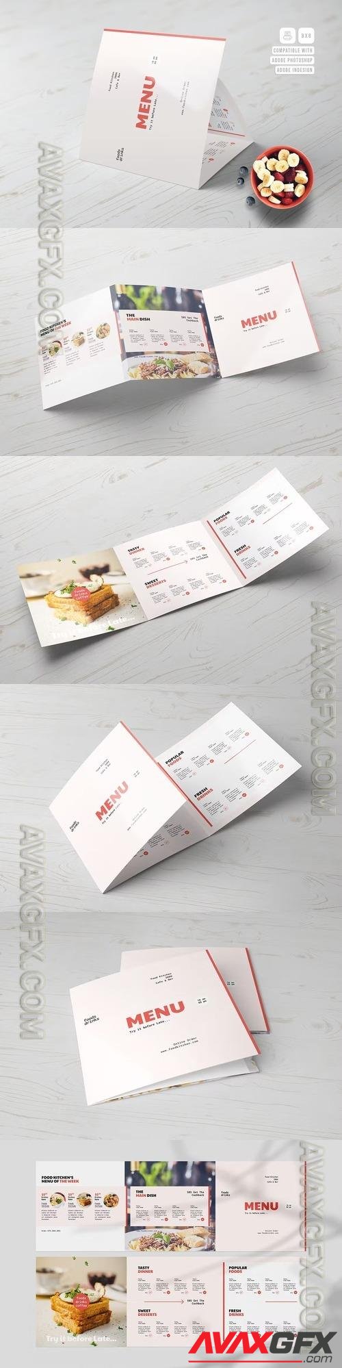 Square Trifold Food Menu CNVTB7G