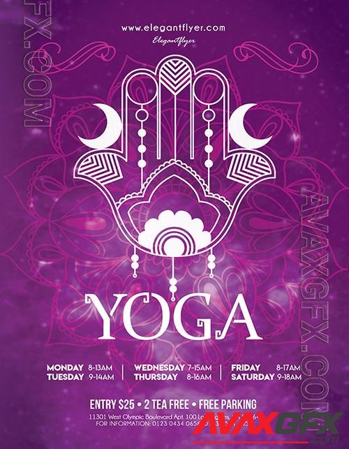 Creative Pattern Yoga Flyer Template and Facebook Cover PSD