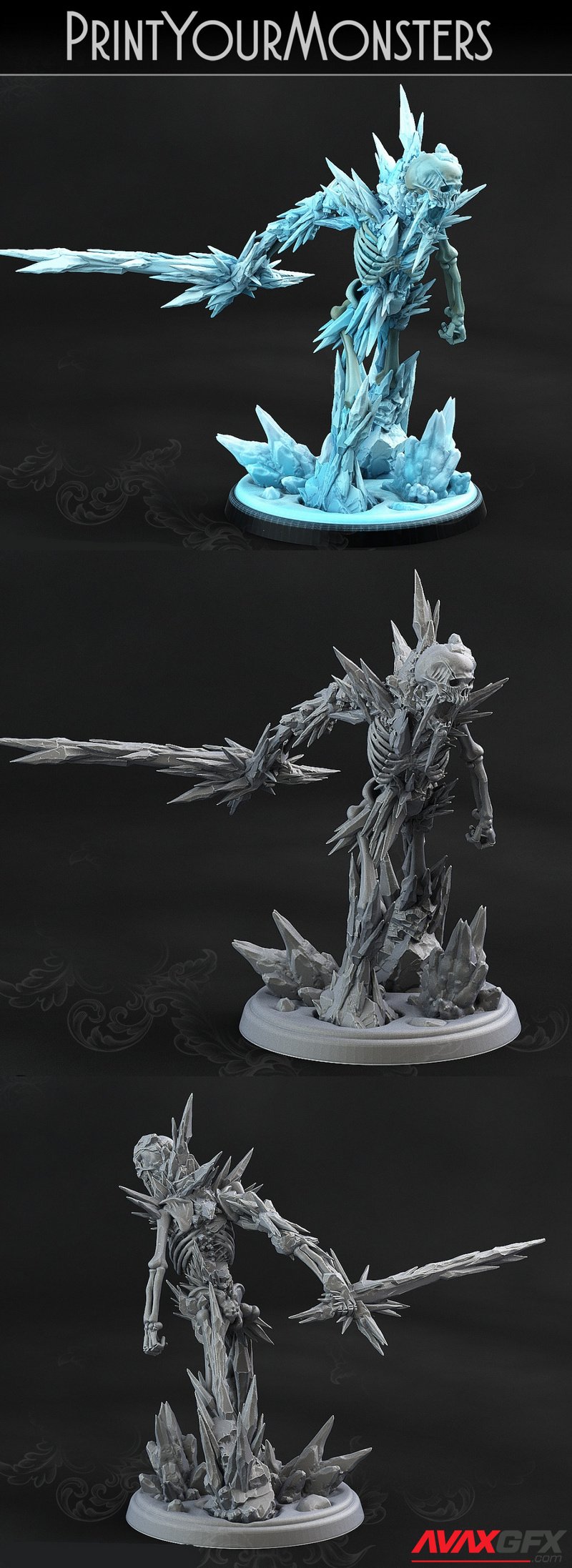 Print Your Monsters - Hoarfrost Skeleton 1 - 3D Print Model