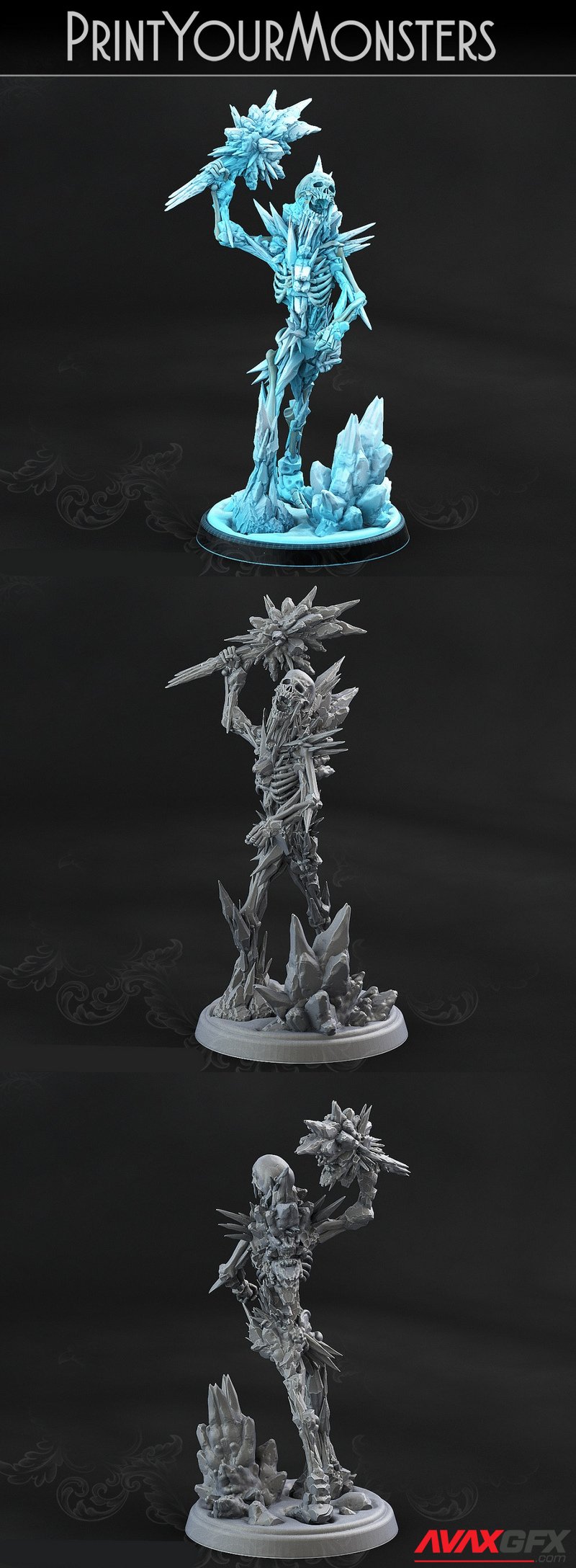 Print Your Monsters - Hoarfrost Skeleton 2 - 3D Print Model