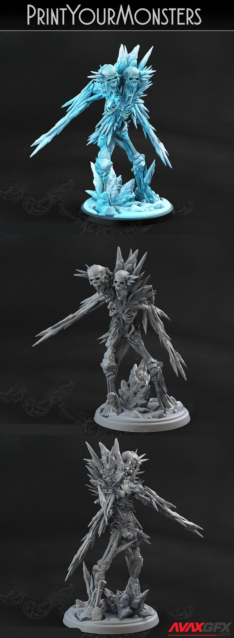 Print Your Monsters - Hoarfrost Skeleton 3 - 3D Print Model