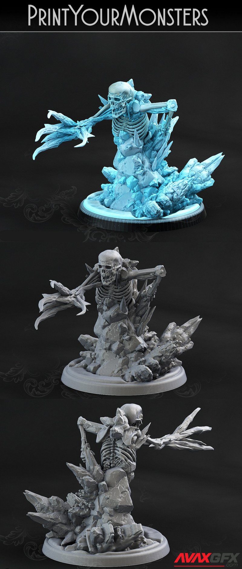 Print Your Monsters - Hoarfrost Skeleton 4 - 3D Print Model