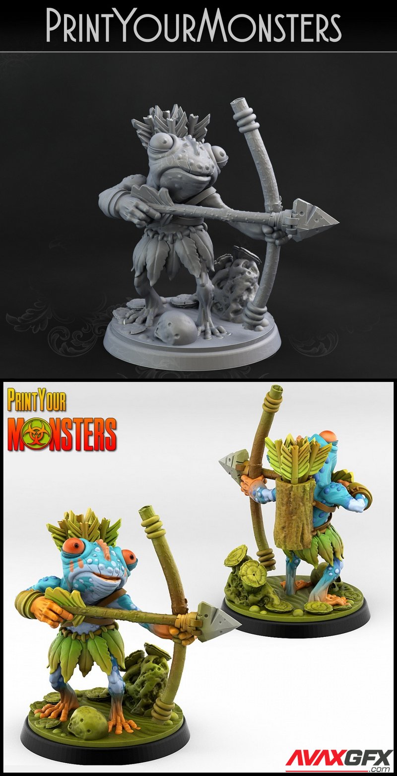 Print Your Monsters - Frog with Bow - 3D Print Model