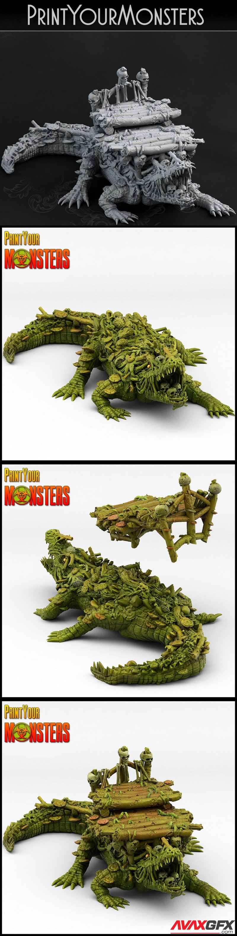 Print Your Monsters - Swamp Crocodile - 3D Print Model