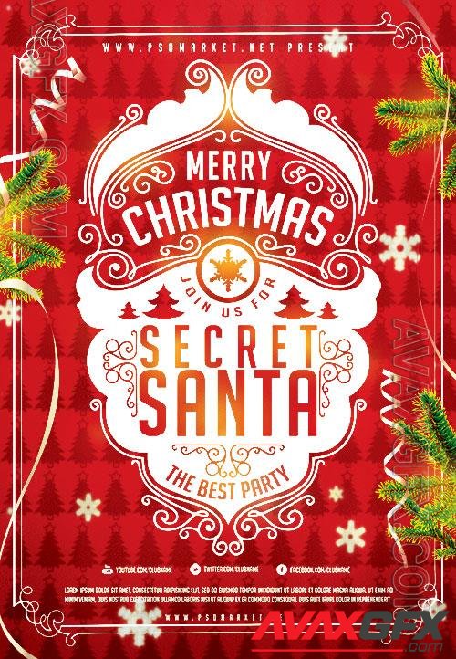 Secret Santa event flyer psd