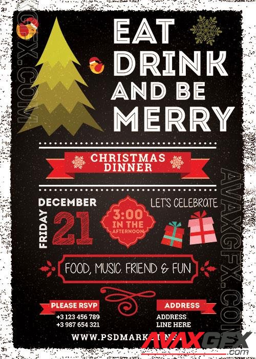 Christmas dinner a5 flyer psd