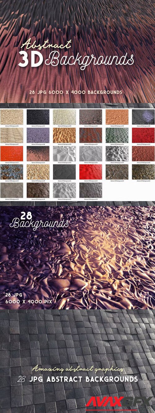 CreativeMarket - 28 Abstract 3D Backgrounds 4596481 
