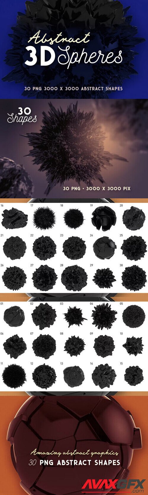 CreativeMarket - 30 Abstract 3D Spheres 4596488 