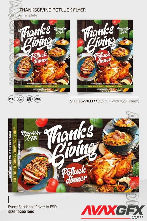 THANKSGIVING POTLUCK FLYER TEMPLATE + INSTAGRAM POST (PSD)