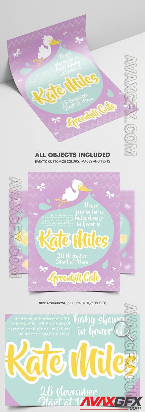 Illustrated Modern Baby Shower Flyer Template